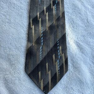 Vintage Zegna Men’s Neck Tie 100% Silk Brown Black Blue Italy